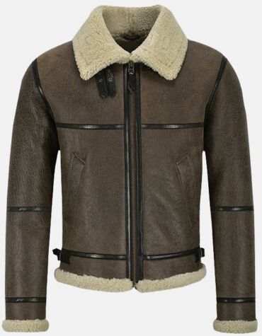 Brown shearling jacket mens for winters