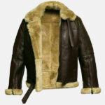 Brown shearling jacket mens for winters