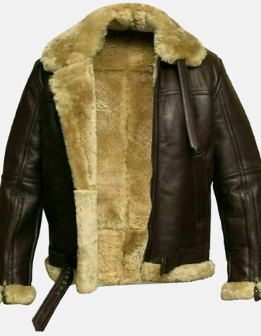 Brown shearling jacket mens for winters