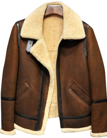 Brown shearling jacket mens for winters