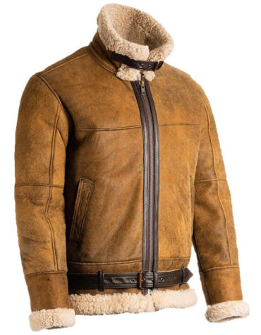 Brown shearling jacket mens for winters