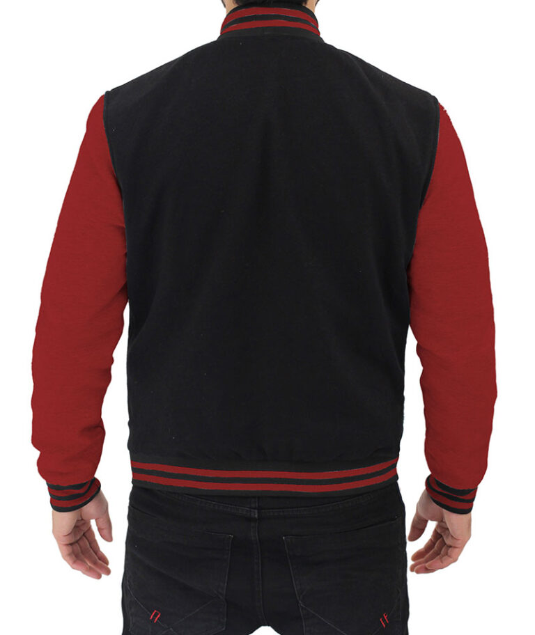 Mens Baseball Style Maroon and Black Varsity Jacket