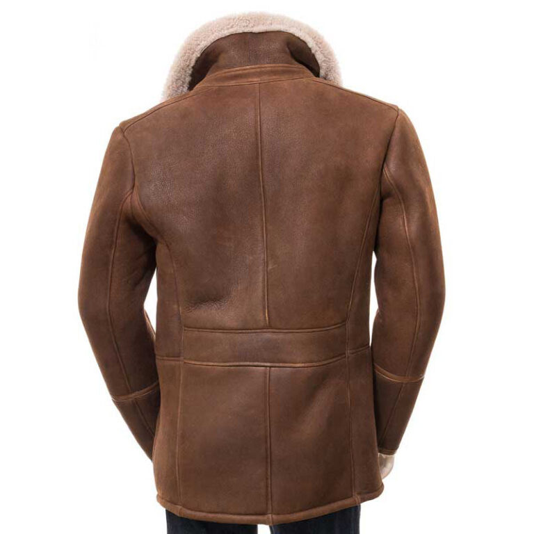 Men's Sheepskin Brown Leather Shearling Coat