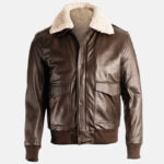 Men's Brown Pilot Bomber Shearling Jacket