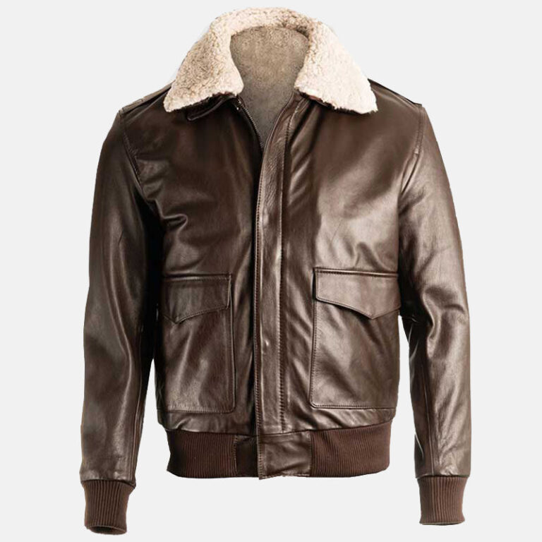 Men's Brown Pilot Bomber Shearling Jacket