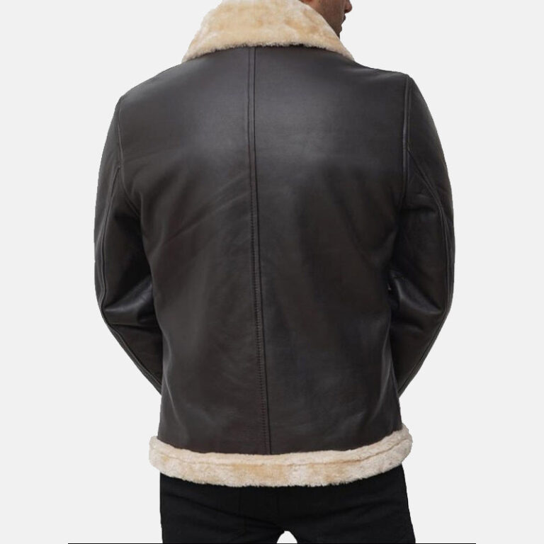 Mens Brown Shearling Bomber Jacket