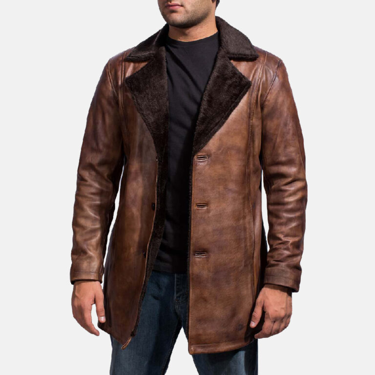 leather coat with fur for men