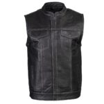 Men's Dagger Black Leather MC Vest