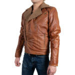 Men's Faux Fur Brown Leather Jacket