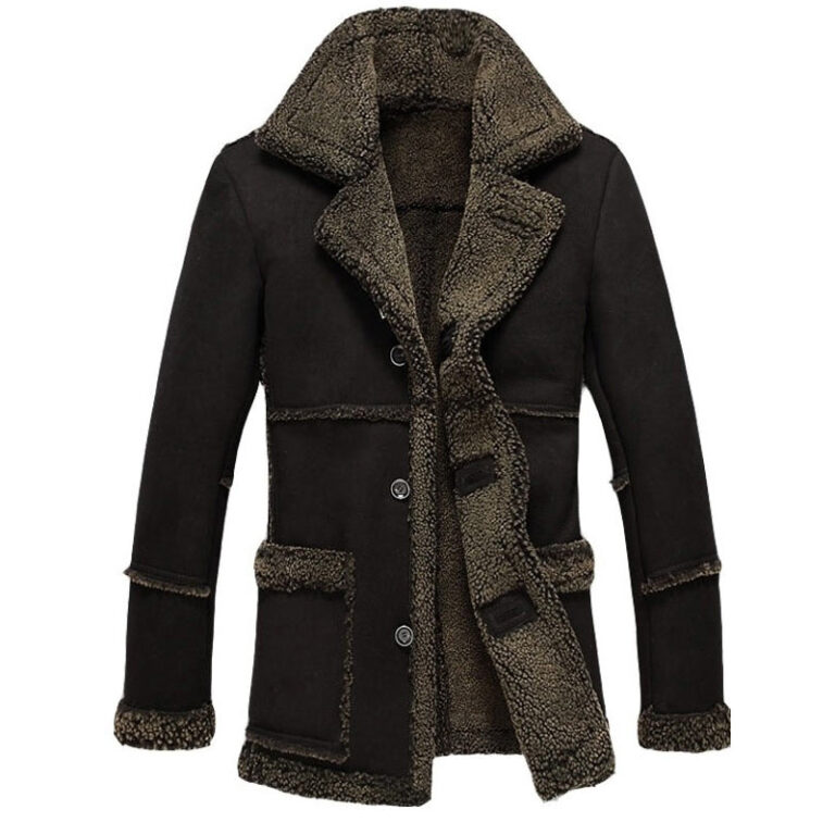 Mens Fur Black Reacher Style Coat