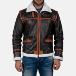 Brown shearling jacket mens for winters