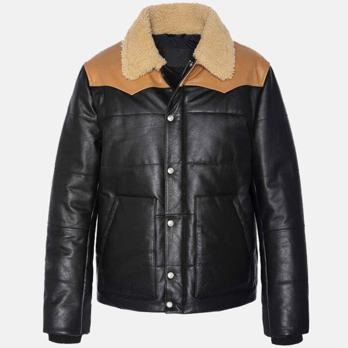 Modern Look Puffer Leather Jacket Mens
