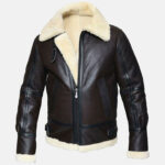 Dark brown shearling jacket mens for winters