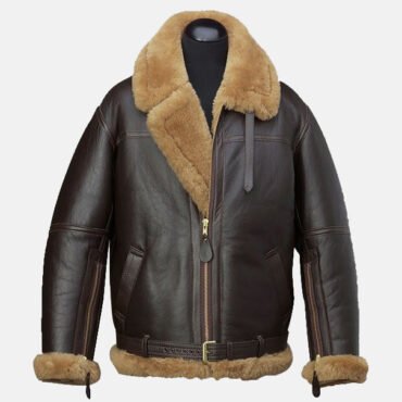 Brown shearling jacket mens for winters