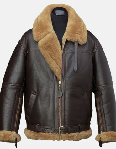 Brown shearling jacket mens for winters