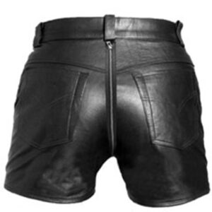 Black Leather Chastity Bondage Shorts Rear Zip – CS2 – BLK