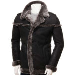 Mens Shearling Black Leather Coat - Timeless Elegance