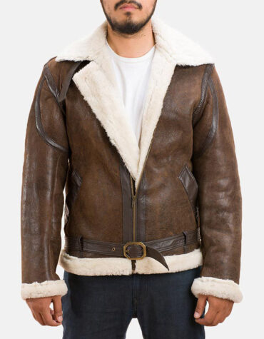 Brown shearling jacket mens for winters