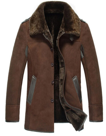 Mens Shearling Brown Reacher Style Coat
