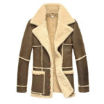 Men's Reacher Style Brown Sheepskin Leather Coat