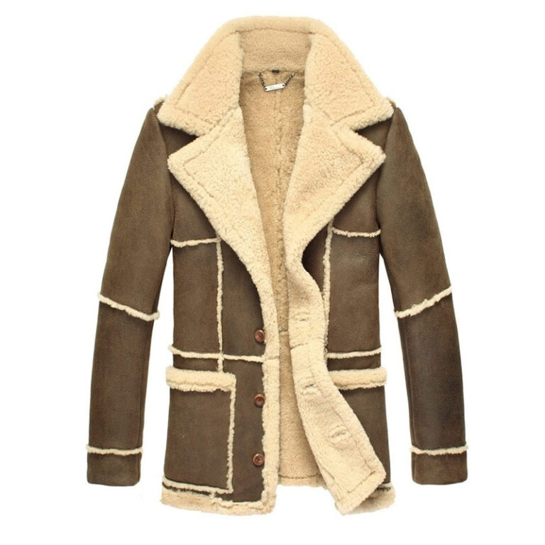 Mens Reacher Style Brown Sheepskin Leather Coat