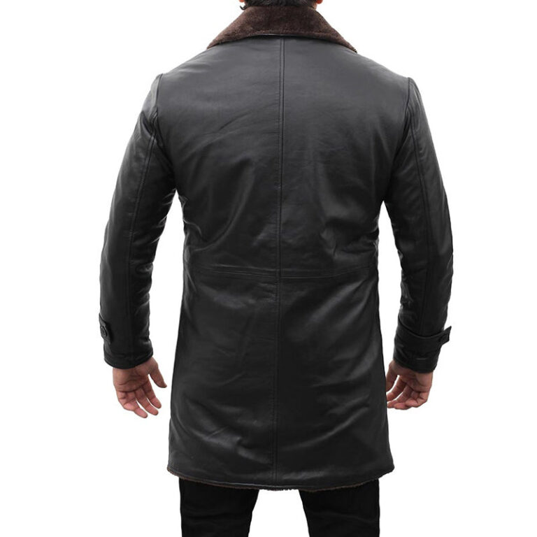 Mens Leather Shearling Black Coat