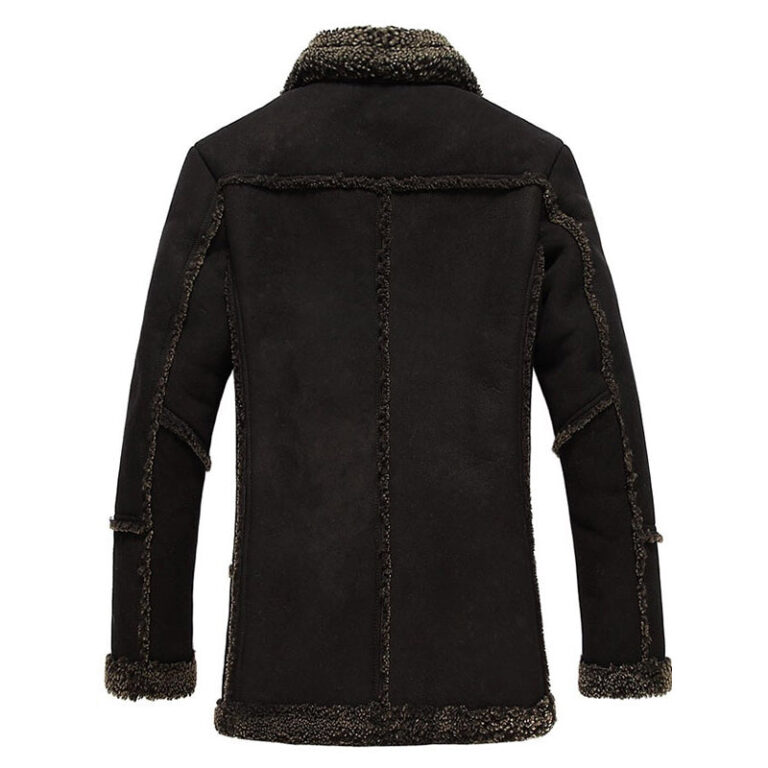 Mens Fur Black Reacher Style Coat