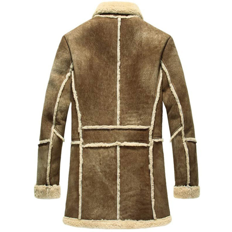 Mens Reacher Style Brown Sheepskin Leather Coat