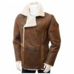 Men's Timeless Tan Sheepskin Shearling Peacoat