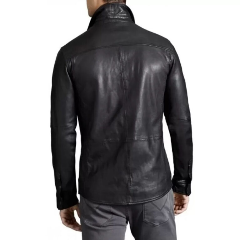 Men Trendsetting Real Sheepskin Black Leather Shirt