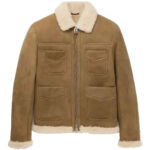 Brown shearling jacket mens for winters