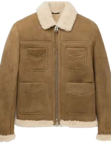 Brown shearling jacket mens for winters