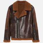 Brown shearling jacket mens for winters