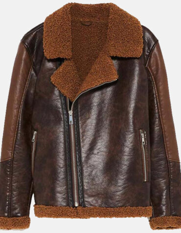 Brown shearling jacket mens for winters