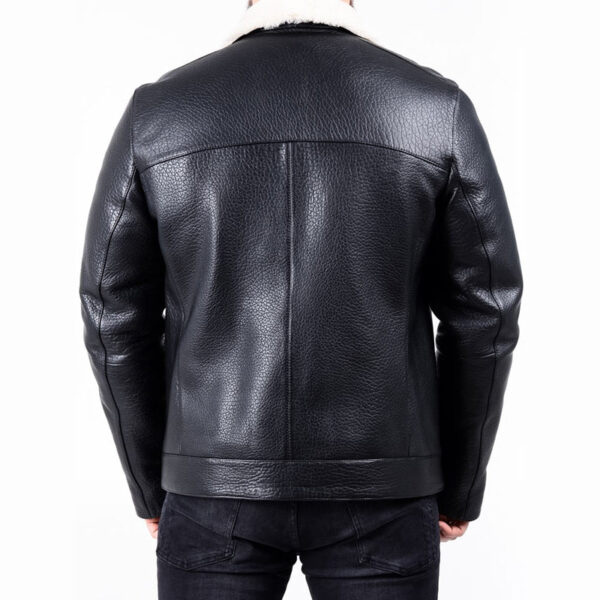 Men's White Faux Fur Black Leather Jacket - Mready