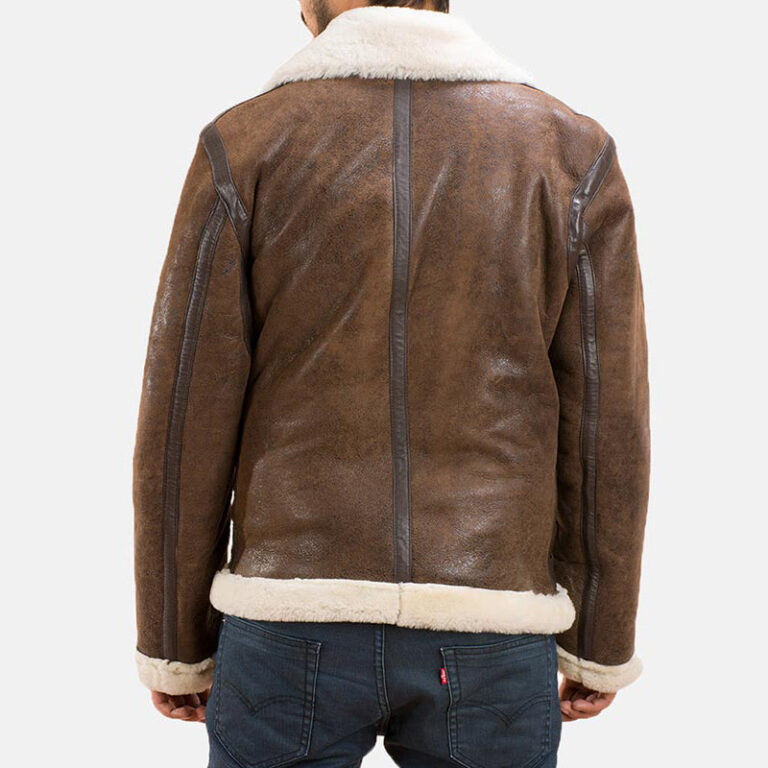 Men's Brown Leather Aviator Shearling Jacket