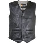 Xelement XS1927 Men's Road King Black Leather Biker Vest