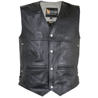 Xelement XS1927 Mens Road King’ Black Leather Biker Vest