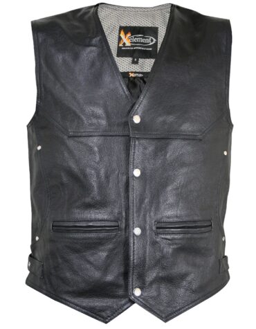 Xelement XS1927 Mens Road King’ Black Leather Biker Vest