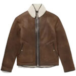 Brown shearling jacket mens for winters