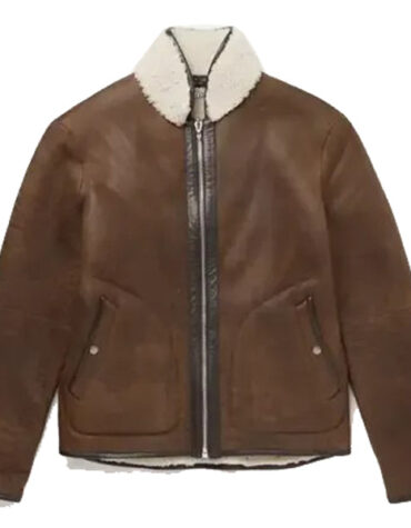 Brown shearling jacket mens for winters