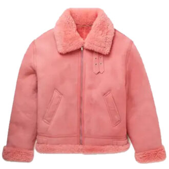 Pink shearling jacket mens for winters
