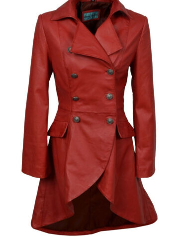 WOMEN'S GOTHIC RED KNEE LENGTH WOMEN COAT