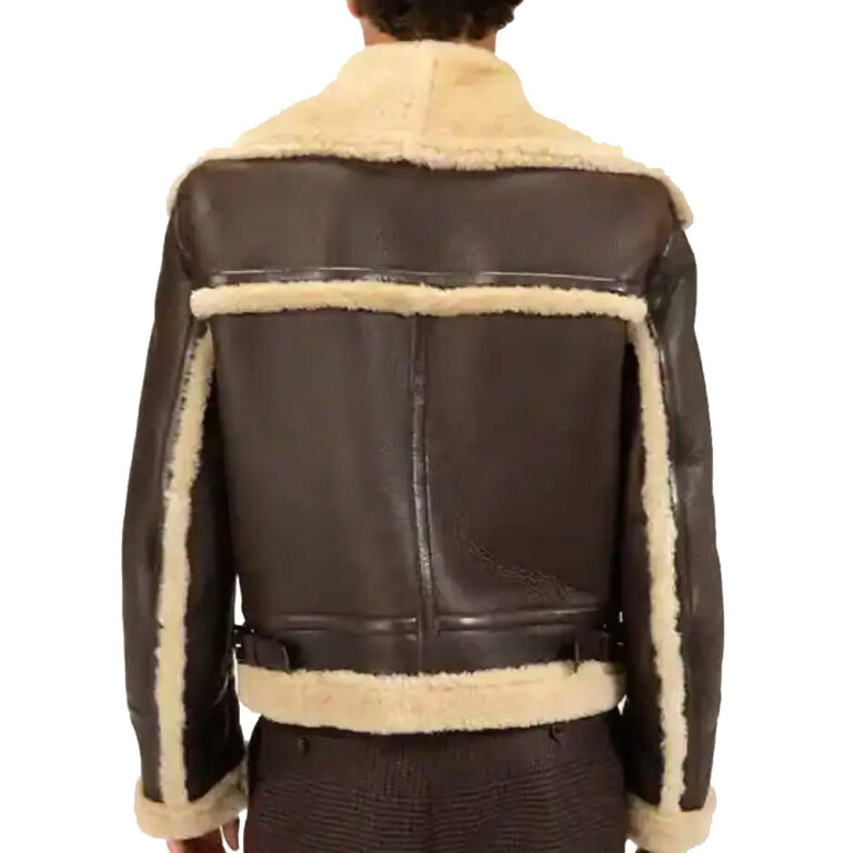 Men Brown Shearling Leather Jacket