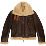 Brown shearling jacket mens for winters