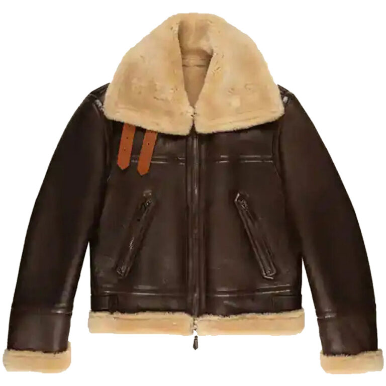 Brown shearling jacket mens for winters