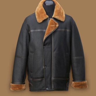 MEN BLACK AVIATION SHEARLING JACKET