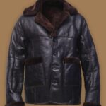 Premium Men's Black Button Shearling Jacket - Timeless Style and Warmth