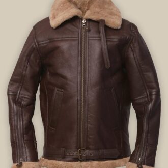 Dark brown shearling jacket mens for winters