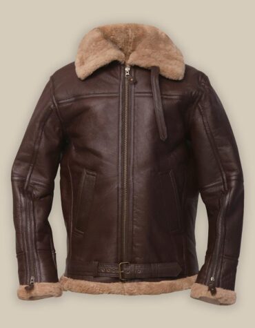 Dark brown shearling jacket mens for winters